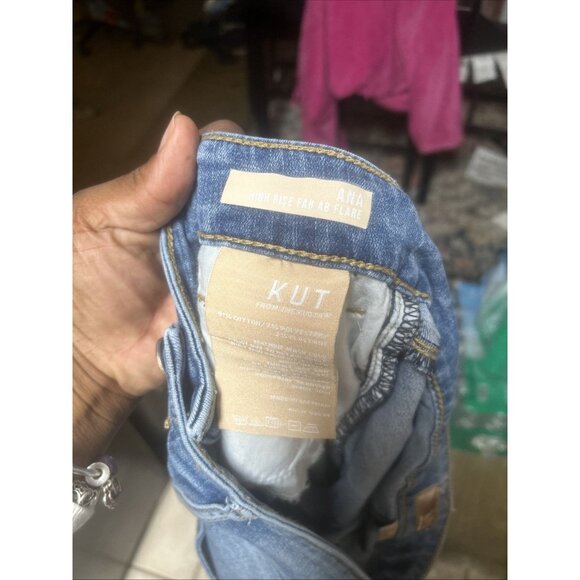 Kut From Kloth ANA HIGH RISE Fab AB Flare Jeans womens 6 GUC! 5 pocket 31L - Picture 6 of 10